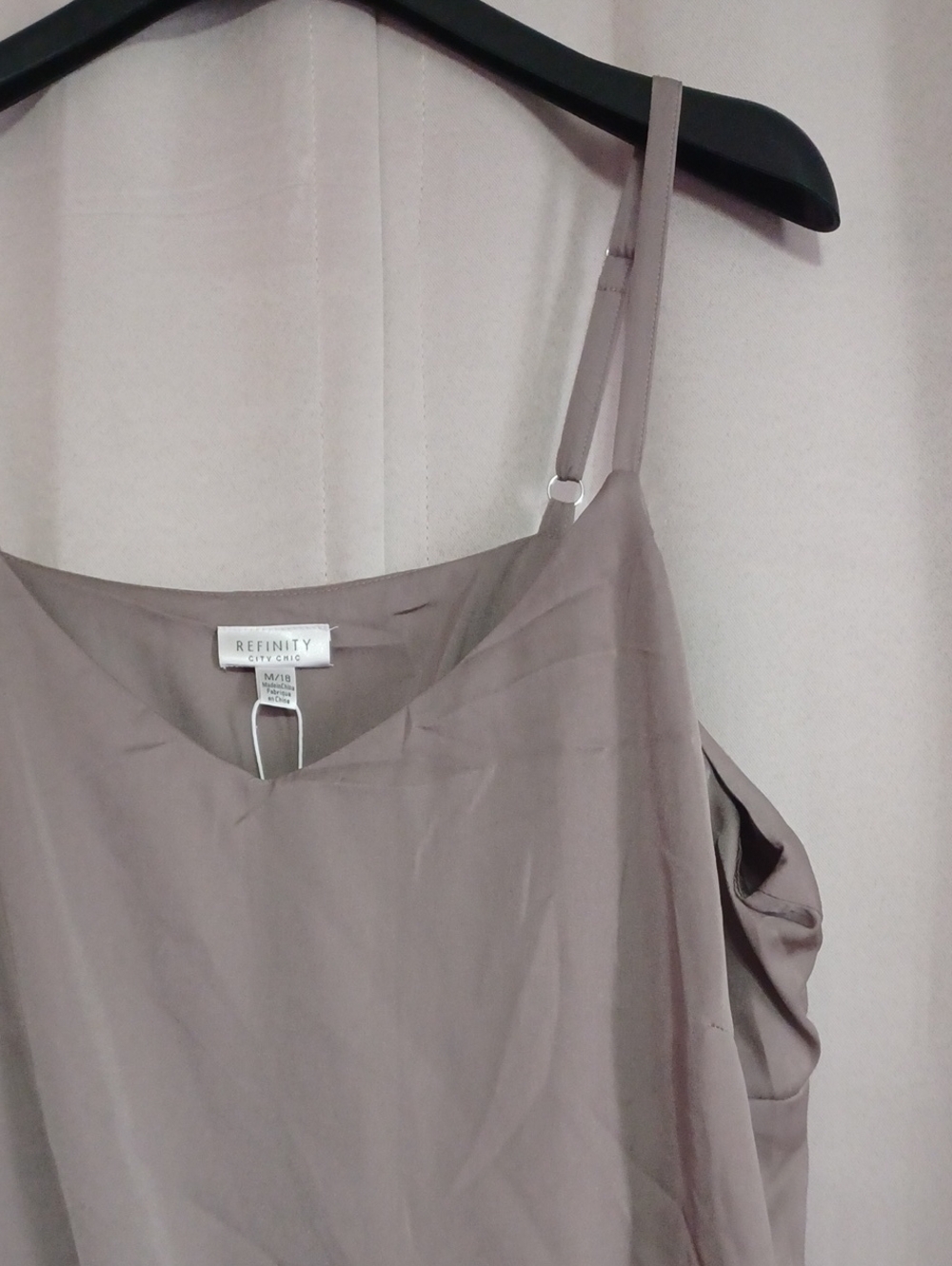 Refinity Taupe Slip Midi Dress Twist Front Detail Boho Chic NWT Plus Size 18 - Picture 5 of 14